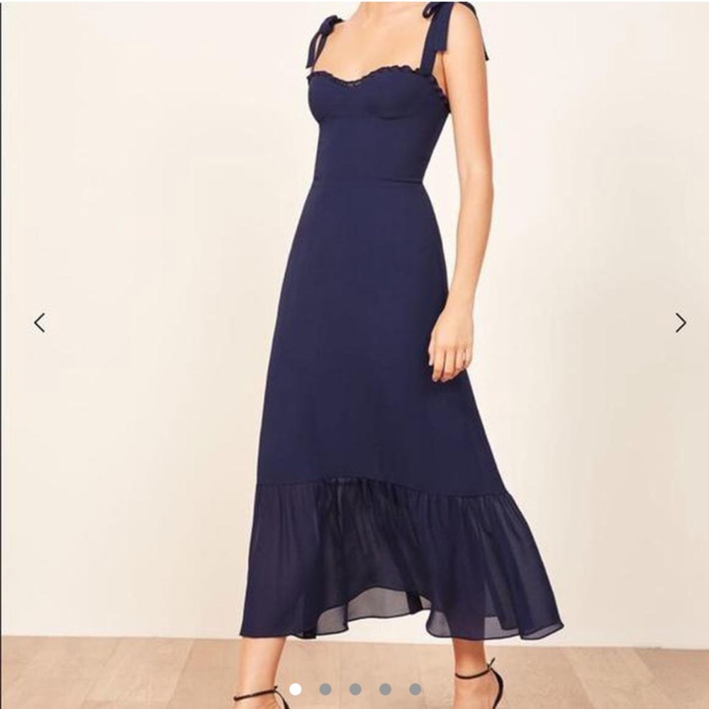 Reformation Nikita dress in Navy (Danube)